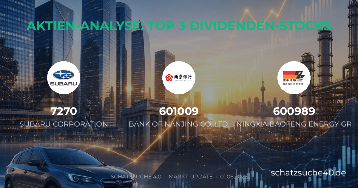 Geprüfte Aktienanalyse und Dividenden-Check für SUBARU CORP, BANK OF NANJING LTD A, NINGXIA BAOFENG ENERGY GROUP LTD A